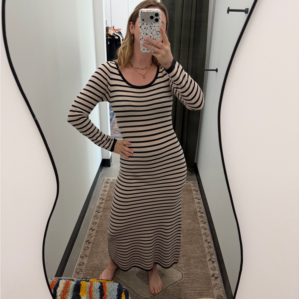 Able Black and Cream Long Sleeve Dress
